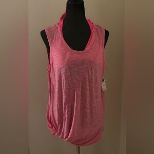 NWT Generous Fit Pink Lightweight Sleeveless Twist Front Top